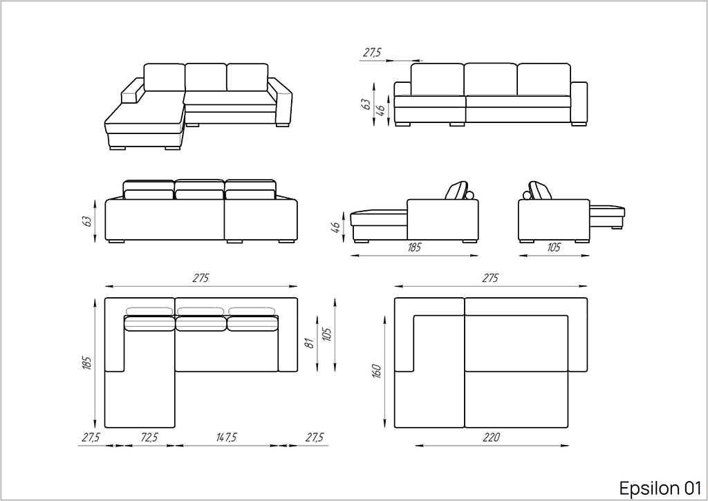 Диван угловой Epsilon 01