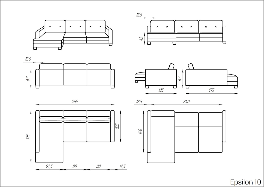 Диван угловой Epsilon 10