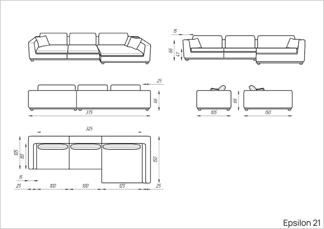 Диван угловой Epsilon 21