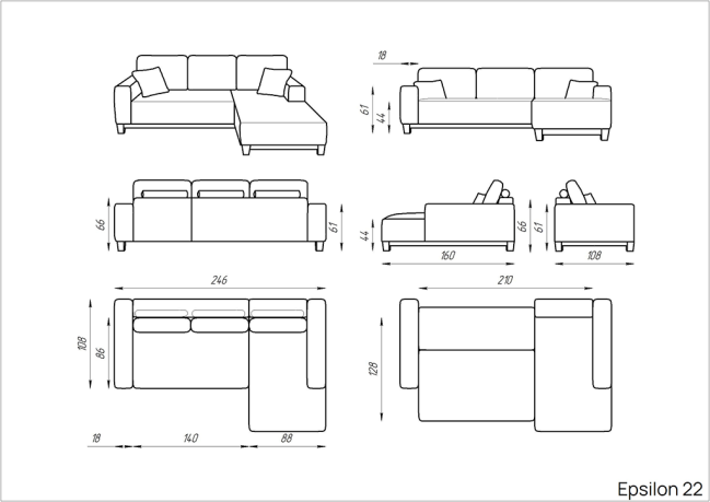 Диван угловой Epsilon 22