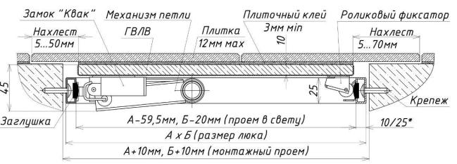 Люк под плитку СТИЛ 200х300