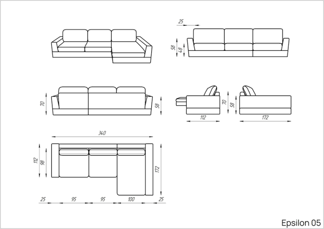 Диван угловой Epsilon 05